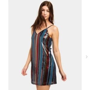As U Wish Juniors Sequin Strap Tank Dress